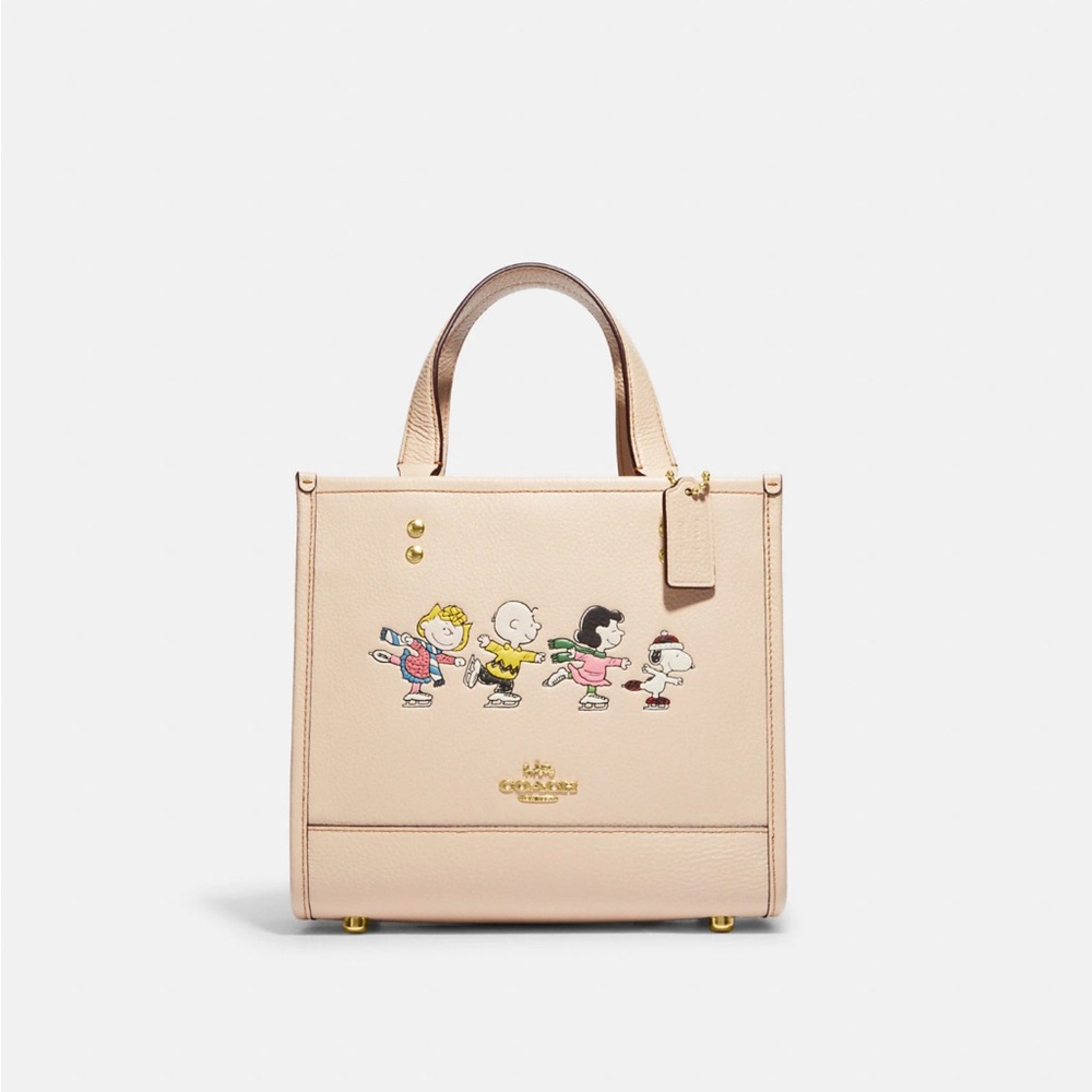 Coach X Peanuts Dempsey Tote 22 With Snoopy And Friends Motif